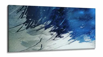 Quadro Decorativo Pintura Moderno Azul em Tecido Canvas 130x60 cm