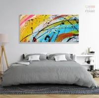 Quadro Decorativo Pintura Respingos em Tecido Canvas 130x60 cm - Foto 6