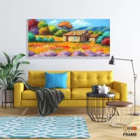 Quadro Decorativo Sala Quarto Pintura Casinha Rústica em Tecido Canvas 130x60 - Foto 7