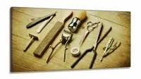 Quadro Barbearia Decorativo Instrumentos Retrô em Tecido Canvas