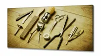 Quadro Barbearia Decorativo Instrumentos Retrô em Tecido Canvas - Foto 2