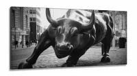 Quadro Decoração Touro de Wall p&b Street em Tecido Canvas