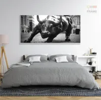 Quadro Decoração Touro de Wall p&b Street em Tecido Canvas - Foto 6