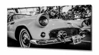 Quadro Decorativo  Carro Antigo Preto e Branco em Tecido Canvas 130x60 - Foto 2