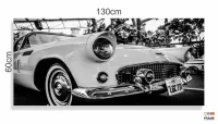 Quadro Decorativo  Carro Antigo Preto e Branco em Tecido Canvas 130x60 - Foto 3
