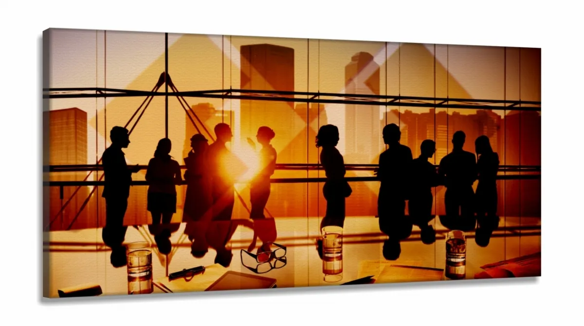 Quadro Decorativo  Decorativo Administração Corporativo Amarelo em Tecido Canvas Imagem