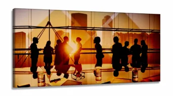 Quadro Decorativo  Decorativo Administração Corporativo Amarelo em Tecido Canvas