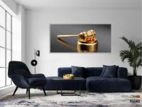 Quadro decorativo  Justiça Direito Martelo Gold em Tecido Canvas 130x60 - Foto 5