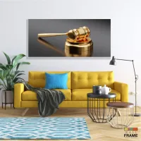 Quadro decorativo  Justiça Direito Martelo Gold em Tecido Canvas 130x60 - Foto 7