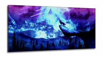 Quadro Decorativo  Lobo Da Noite em Tecido Canvas
