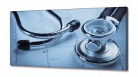 Quadro Decorativo  Medicina Stetoscópio Azul em Tecido canvas 130x60