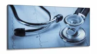 Quadro Decorativo  Medicina Stetoscópio Azul em Tecido canvas 130x60 - Foto 2