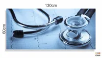 Quadro Decorativo  Medicina Stetoscópio Azul em Tecido canvas 130x60 - Foto 3