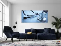 Quadro Decorativo  Medicina Stetoscópio Azul em Tecido canvas 130x60 - Foto 5