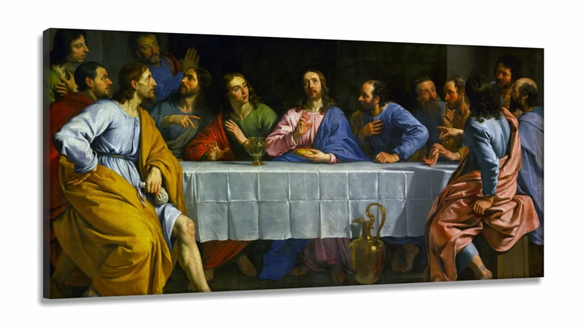 Quadro Decorativo  Nova Santa Ceia Jesus em Tecido Canvas Imagem