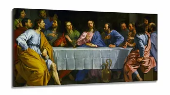 Quadro Decorativo  Nova Santa Ceia Jesus em Tecido Canvas