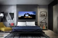 Quadro Decorativo 130x60  Quarto Coração Por Do Sol Amor em Tecido Canvas - Foto 4