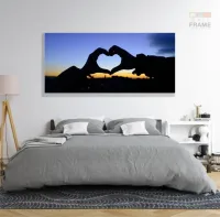 Quadro Decorativo 130x60  Quarto Coração Por Do Sol Amor em Tecido Canvas - Foto 6