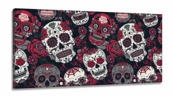 Quadro Decorativo 130x60 Sala Quarto Arte Caveira Mexicana  em Tecido Canvas