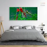 Quadro Decorativo 130x60 Sala Quarto Casal Araras Vermelhas em Tecido Canvas - Foto 6