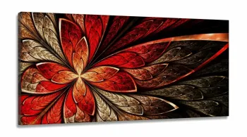 Quadro Decorativo 130x60 Sala Quarto Flor Vermelha Design em Tecido Canvas