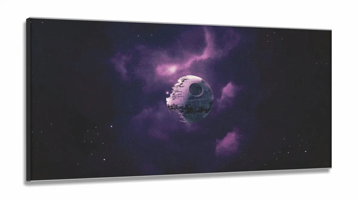 Quadro Decorativo 130x60 Sala Quarto Star Wars Death Star em Tecido Canvas Imagem