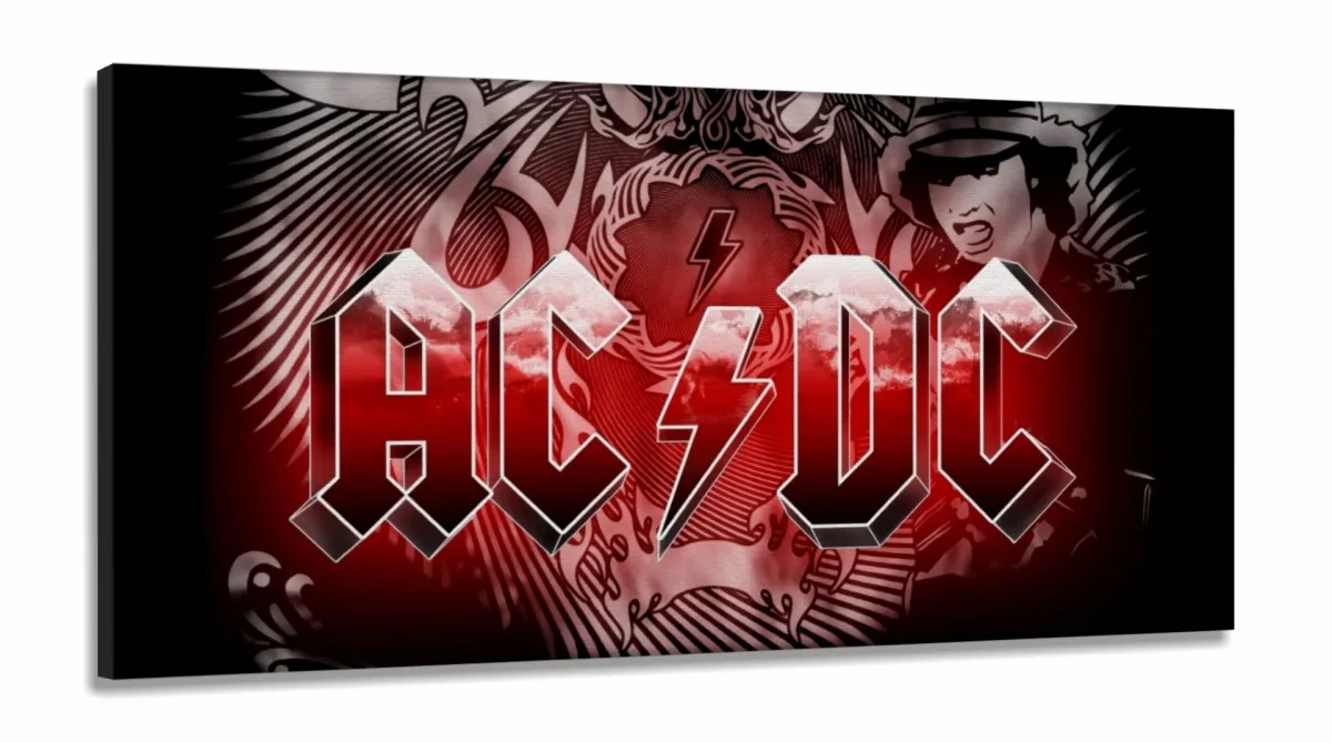 Quadro Decorativo ACDC Banda Musica 130x60 em Tecido Canvas Imagem