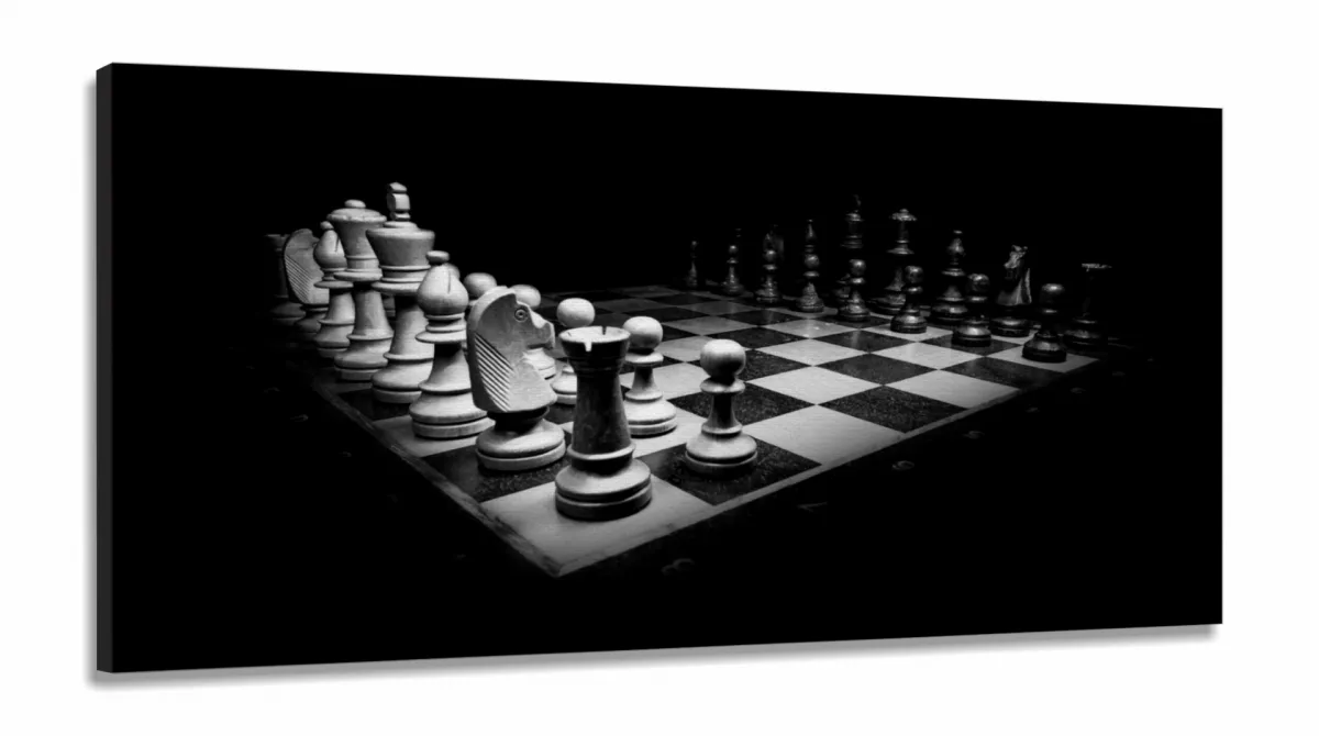 Quadro decorativo Arte Jogo de Xadrez Para Quarto 130x60 em Tecido Canvas Imagem