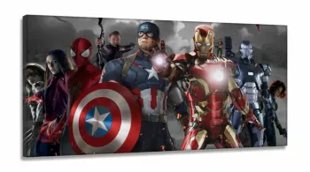 Quadro Decorativo Avengers A em Tecido Canvas 130x60