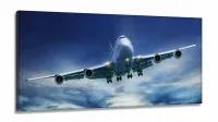 Quadro Decorativo Avião Aviação Céu em Tecido Canvas 130x60