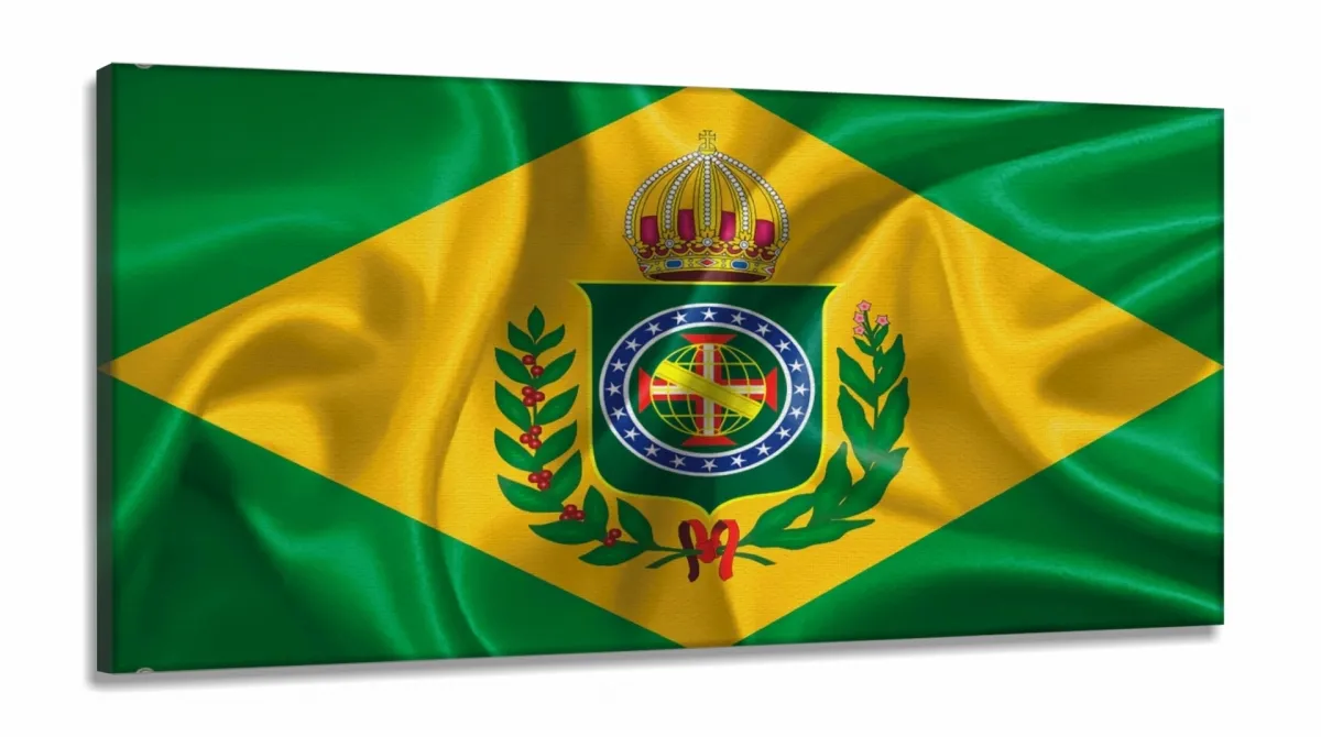 Quadro Decorativo Bandeira Brasil Império 130x60 em Tecido Canvas Imagem