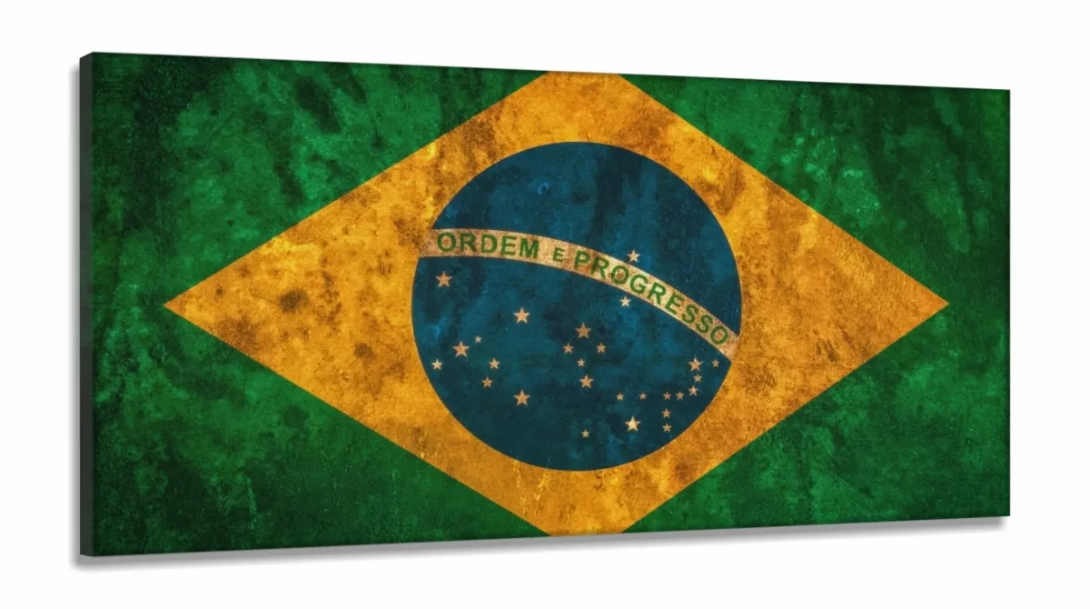 Quadro Decorativo Bandeira Do Brasil Hd  130x60 em Tecido Canvas  Quarto Sala Imagem