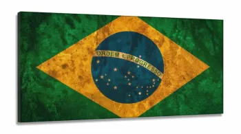 Quadro Decorativo Bandeira Do Brasil Hd  130x60 em Tecido Canvas  Quarto Sala