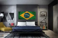 Quadro Decorativo Bandeira Do Brasil Hd  130x60 em Tecido Canvas  Quarto Sala - Foto 4