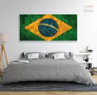 Quadro Decorativo Bandeira Do Brasil Hd  130x60 em Tecido Canvas  Quarto Sala - Foto 6