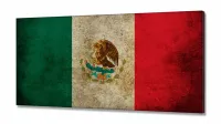 Quadro Decorativo Bandeira México Vintage Mosaico 130x60 em Tecido Canvas - Foto 2