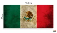 Quadro Decorativo Bandeira México Vintage Mosaico 130x60 em Tecido Canvas - Foto 3