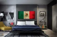 Quadro Decorativo Bandeira México Vintage Mosaico 130x60 em Tecido Canvas - Foto 4