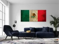 Quadro Decorativo Bandeira México Vintage Mosaico 130x60 em Tecido Canvas - Foto 5