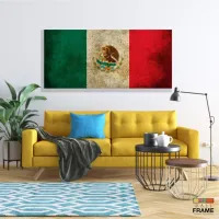 Quadro Decorativo Bandeira México Vintage Mosaico 130x60 em Tecido Canvas - Foto 7