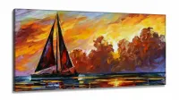 Quadro Decorativo Barco a Vela em Tecido Canvas 130x60 cm