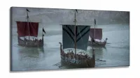 Quadro Decorativo Barco Da Série Vikings Sala em Tecido Canvas 130x60