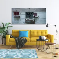 Quadro Decorativo Barco Da Série Vikings Sala em Tecido Canvas 130x60 - Foto 7
