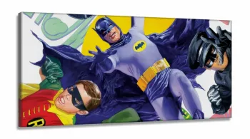Quadro decorativo Batman e Robin Retro com Tela em Tecido Canvas 130x60