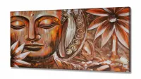 Quadro Decorativo Buda Artistico Marrom em Tecido Canvas 130x60 cm - Foto 2