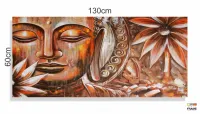 Quadro Decorativo Buda Artistico Marrom em Tecido Canvas 130x60 cm - Foto 3