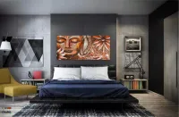 Quadro Decorativo Buda Artistico Marrom em Tecido Canvas 130x60 cm - Foto 4