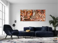 Quadro Decorativo Buda Artistico Marrom em Tecido Canvas 130x60 cm - Foto 5