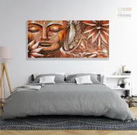 Quadro Decorativo Buda Artistico Marrom em Tecido Canvas 130x60 cm - Foto 6