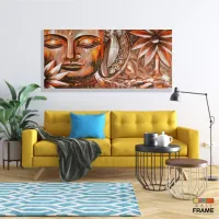 Quadro Decorativo Buda Artistico Marrom em Tecido Canvas 130x60 cm - Foto 7